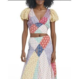 LOVE THE LABEL Patchwork Cotton
Voile Crop Top Size